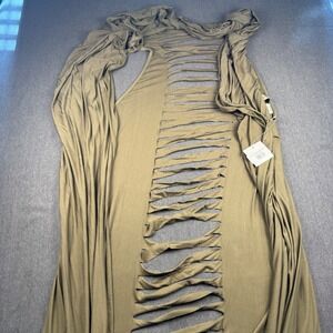 Kaleidoscope Accessories Don't Look Back Olive Green Slashed Cutout Vest Poncho